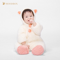 moodbox full moon newborn baby spring supplies ins thickened lambskin one-piece climbing suit cartoon out cotton clothes