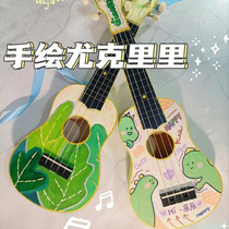Ukulele diy assembled small guitar handmade homemade materials painted hand painted wooden graffiti guitar
