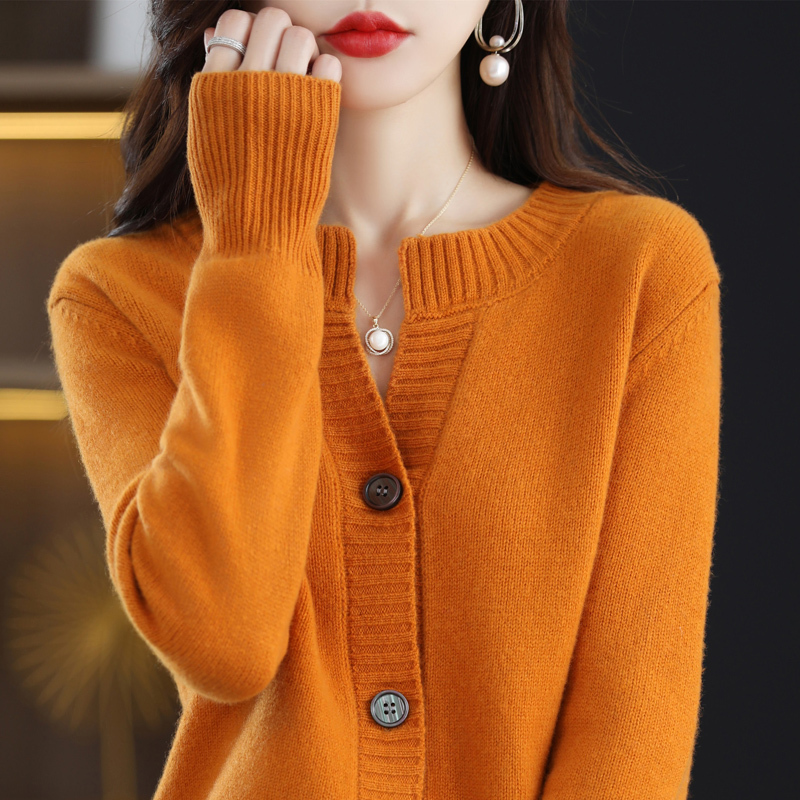 Spring New Style Cashmere Sweater for Women, Wide-Brimmed Round Neck Cardigan, Long-Sleeved Sweater, Pure Wool Sweater, Simple Knitted Sweater for Outer Wear Spring New Style Cashmere Sweater for Women, Wide-Brimmed Round Neck Cardigan, Long-Sleeved Sweater, Pure Wool Sweater, Simple Knitted Sweater for Outer Wear