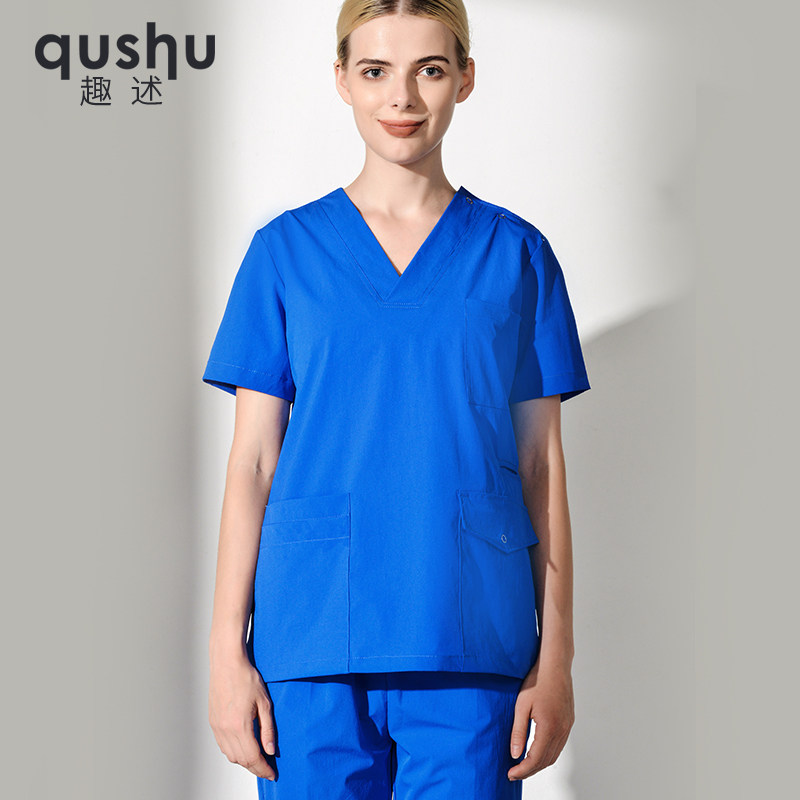 Handwashing Woman Pure Cotton Doctor Clothing operating room Short sleeves Han version Repaired Body Pet Oral Hospital Brushed clothing Isolation clothes