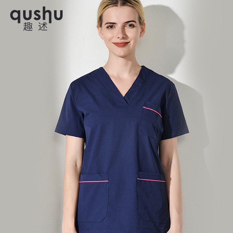 Interesting surgical clothes, doctor's clothing, women's short sleeves, hand washing clothes, anti-wrinkle anti-static hospital work clothes