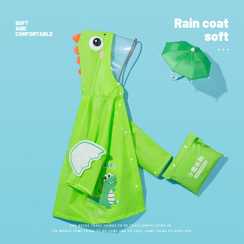 Children's Raincoat for Boys, Summer, for Kids of Various Ages, with Backpack Space, Kindergarten Dinosaur Baby Rain Shoe Set, 2022 New Model for Girls