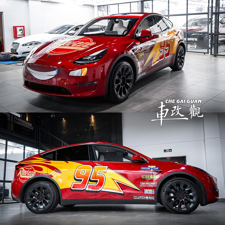 Suitable for Tesla Model Y Car Stickers, Cars (the Movie) Model 3 Lightning Mcqueen Mustang Body Stickers