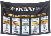 Pittsburgh Penguins Stanley Cup 5 time Champions Flag