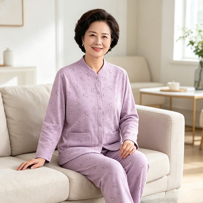 Middle-Aged and Elderly Women's Pure Cotton Autumn Clothes and Pants Set, Cardigan, All-Cotton Base Layer, Thin Thermal Underwear for Autumn and Winter Middle-Aged and Elderly Women's Pure Cotton Autumn Clothes and Pants Set, Cardigan, All-Cotton Base Layer, Thin Thermal Underwear for Autumn and Winter