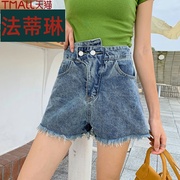 Denim quần short nữ mùa hè 2020 mới của Hàn Quốc phiên bản của cỡ lớn loose-fitting sinh viên một chữ rộng chân lông quần nóng