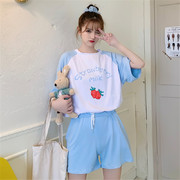 Net-đỏ thể thao sinh viên giải trí Kit 2020 mùa hè mới Pyjama Hàn Quốc phiên bản lỏng lẻo hai mảnh bộ thủy triều của phụ nữ