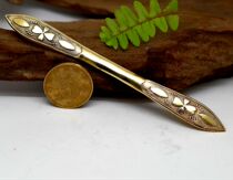 Fine mold gilt flower big double tip--Old silver Old silver double tip Old silver hairpin Qing Dynasty Old silver(2352)
