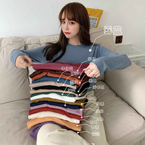 Autumn and winter 2022 New round-collar thin-style shirt loose blouse external wearing sweater long sleeves hitch undershirt