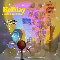 Sunset lights net red photo floor lamp living room bedroom creative sun setting Rainbow Light Sunset atmosphere projection Rainbow Light