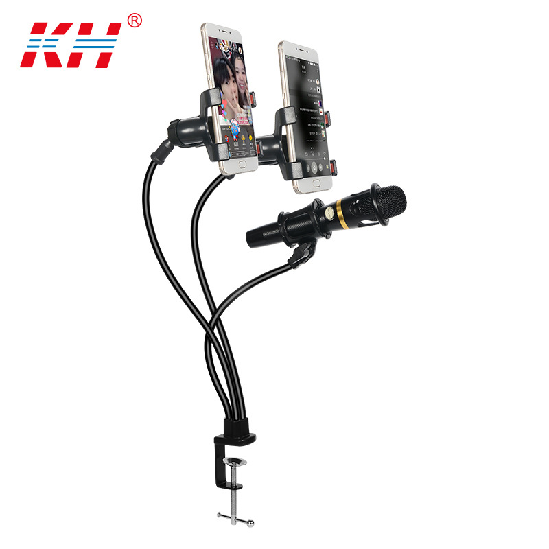 Mobile phone K singing bar Internet celebrity live double mobile phone double clip MV bracket lazy mobile phone desktop bedside bracket