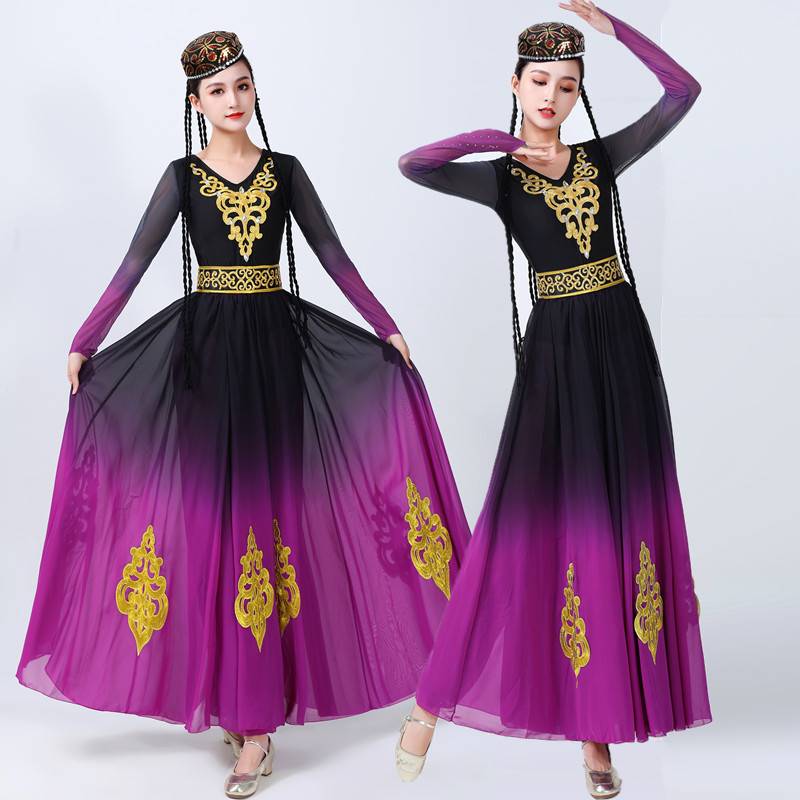 Xinjiang Dance Dress Uighur Swing Dress National Festival Show Show Artistry Examination Solo Dance Uygur