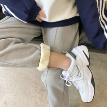 Pants children winter plus suede thickened sports pants loose bunches 2021 new casual pants slim straight out wearing sweatpants