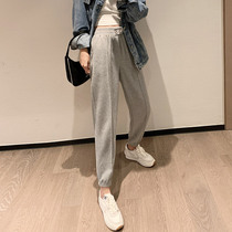 Gray sweatpants womens loose-legged casual pants Wei pants high-waisted trousers spring and autumn thin pants women 2021 new