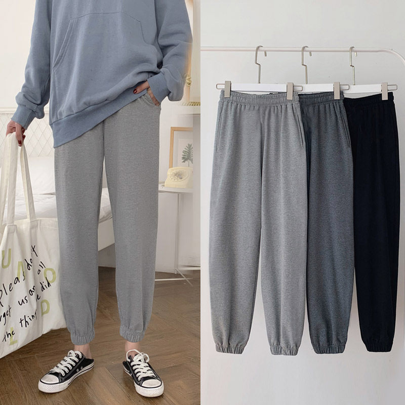 Sports Pants Women Loose Bunches Casual Pants Grey Sweatpants Kharen Pants Spring Autumn Long Pants Slim 2022 new pants