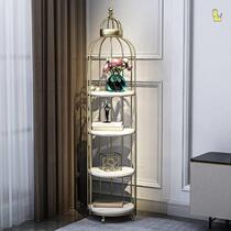 Bird Cage Shelf Floor Shelf Nordic Iron Art Flower Racks Indoor Light Lavish Living Room Floor Style Multilayer Shelving Flower Pots