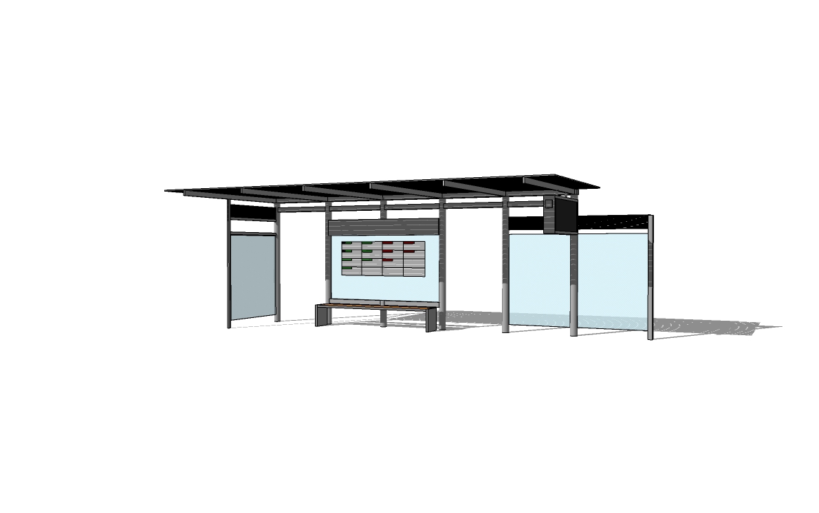 T428现代风格公交车站SU模型车站台候车亭停靠站坐凳sketchup...-10