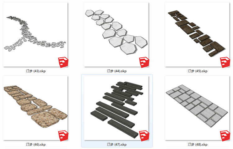 T427现代风汀步SU模板公园小区走道石径石板路草图大师SKP...-10