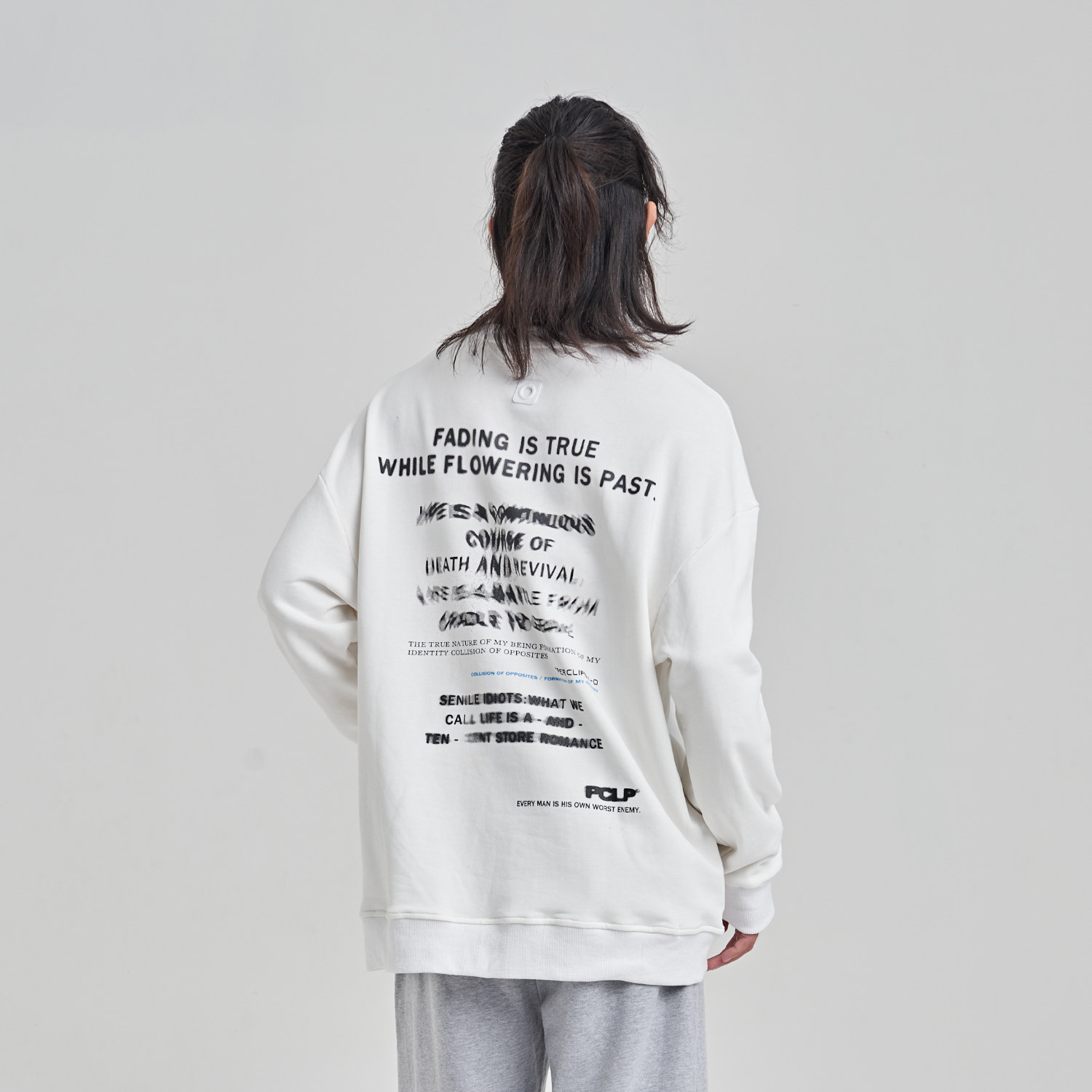 PCLP model burnt words printed thick cotton T country tide card loose round collar cover head long sleeve male