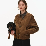 [Тот же стиль, что и у Ван Ибо] PCLP «Wild Luxury Order» мягкая замшевая куртка с воротником из мягкой туманной кожи, куртка с пуговицами в виде самолета
