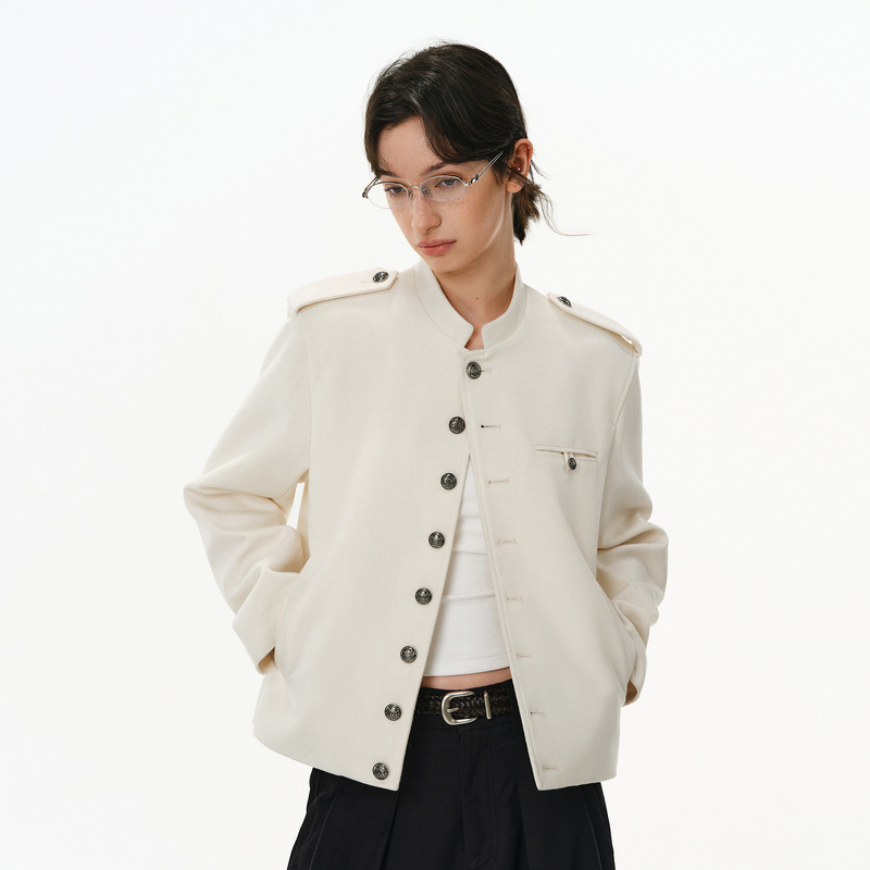 [Same Style as Lin Muran] Pclp'Quiet Luxury Old Money' Wool Napoleon Button Jacket Court Cardigan Coat