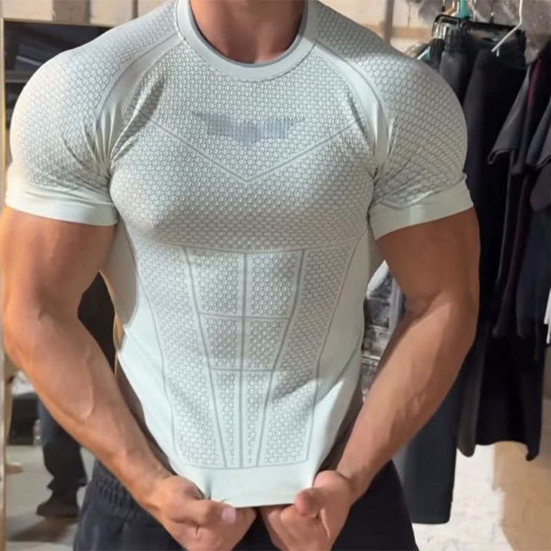 European and American Style Batman Short-Sleeved Slim-Fit Muscle-Enhancing Fitness Quick-Drying Breathable T-Shirt for Men