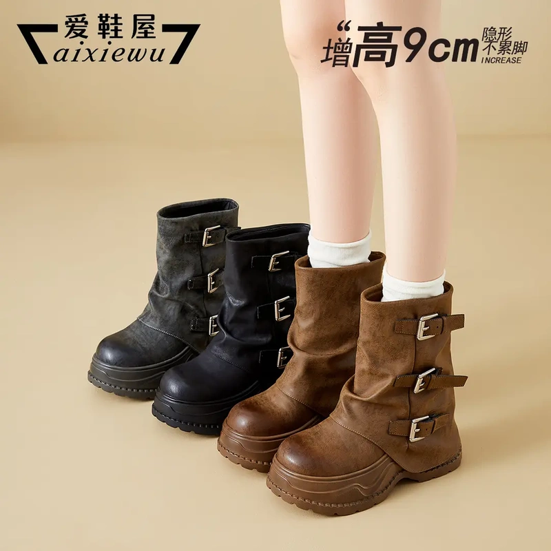 Aixiewu 9cm Thick-Soled Height-Increasing Trendy New 2026 Popular Autumn and Winter Versatile Slouchy Boots Mlzr6882 Aixiewu 9cm Thick-Soled Height-Increasing Trendy New 2026 Popular Autumn and Winter Versatile Slouchy Boots Mlzr6882