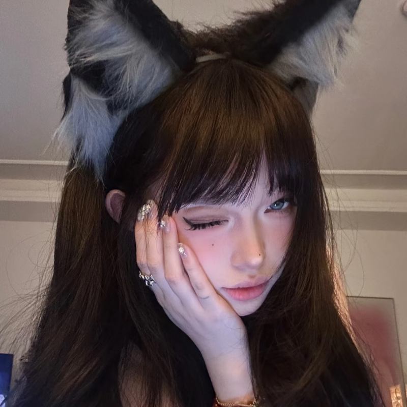 Be Your Cat Plushie: Cute Wolf Ear Headband, Exaggerated Halloween Headband, Head Accessory for Women, Adult Fox