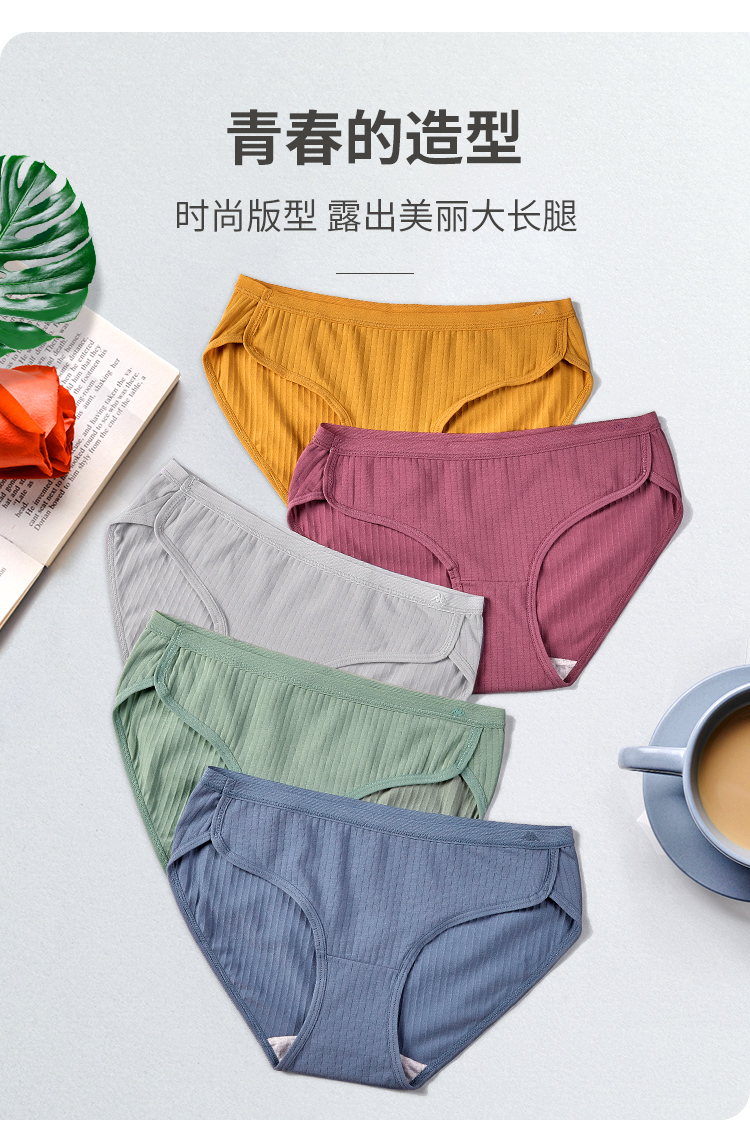 Kappa 50S螺纹棉抗菌女士低腰三角内裤 3条 图1