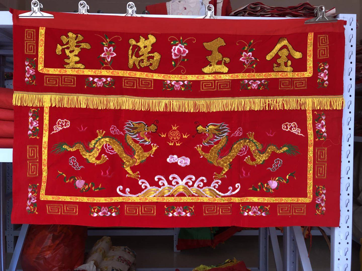 15m double dragon table apron table skirt, eight immortals color, door color Buddha with flat embroidery, votive