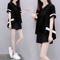 Fashion set womens summer new womens large size loose two-piece short sleeve shorts casual sports two-piece set