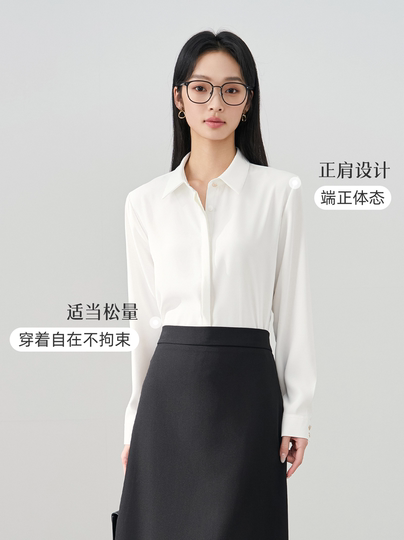 Lady Bird white professional shirt women's teaching interview formal suit with chiffon long-sleeved top shirt