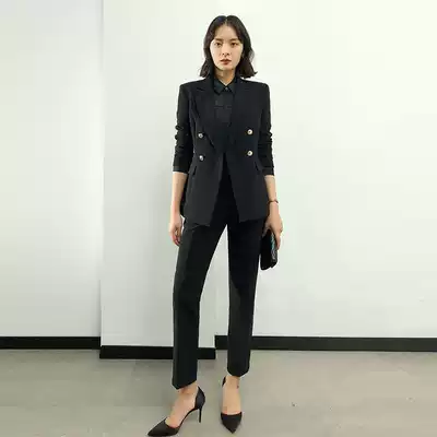 Formal women's suit spring and autumn temperament high-end business black commuter work clothes Civil servant interview clothing work clothes