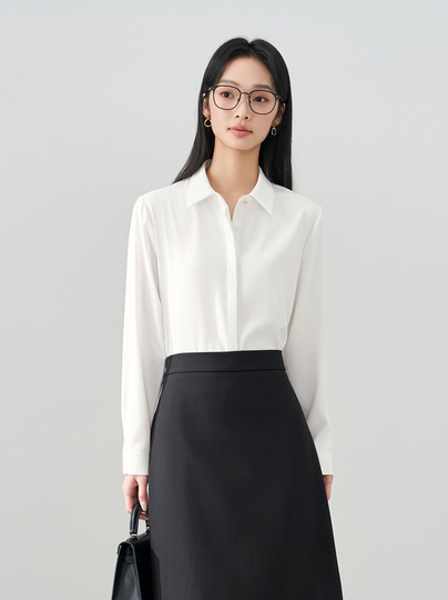 Lady Bird white professional shirt women's teaching interview formal suit with chiffon long-sleeved top shirt