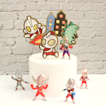 Cake baking dress up Ultraman playing small monster double layer plug-in card Salted egg Superman three-dimensional card