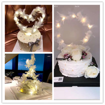 Cake decoration Beautiful little fairy feather cake decoration plug-in long hair party wedding decoration
