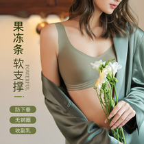 No trace without steel ring one piece of womens underwear vest bra thin big chest display small chest gathered girl students