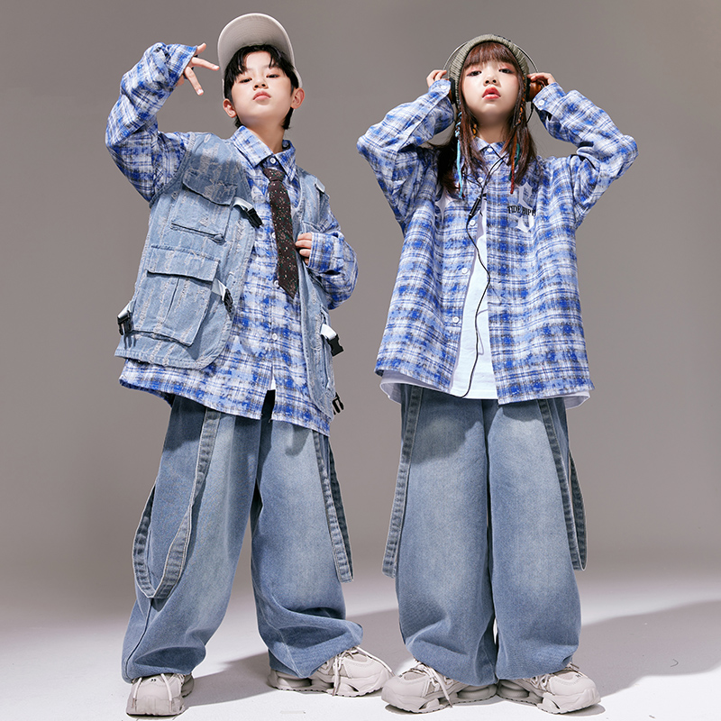 Children Street Dance Tide Clothing Autumn Winter Hip-hop Boy Clothing Tidal boy shirt suit girl hiphop New Year's Eve in costume-Taobao