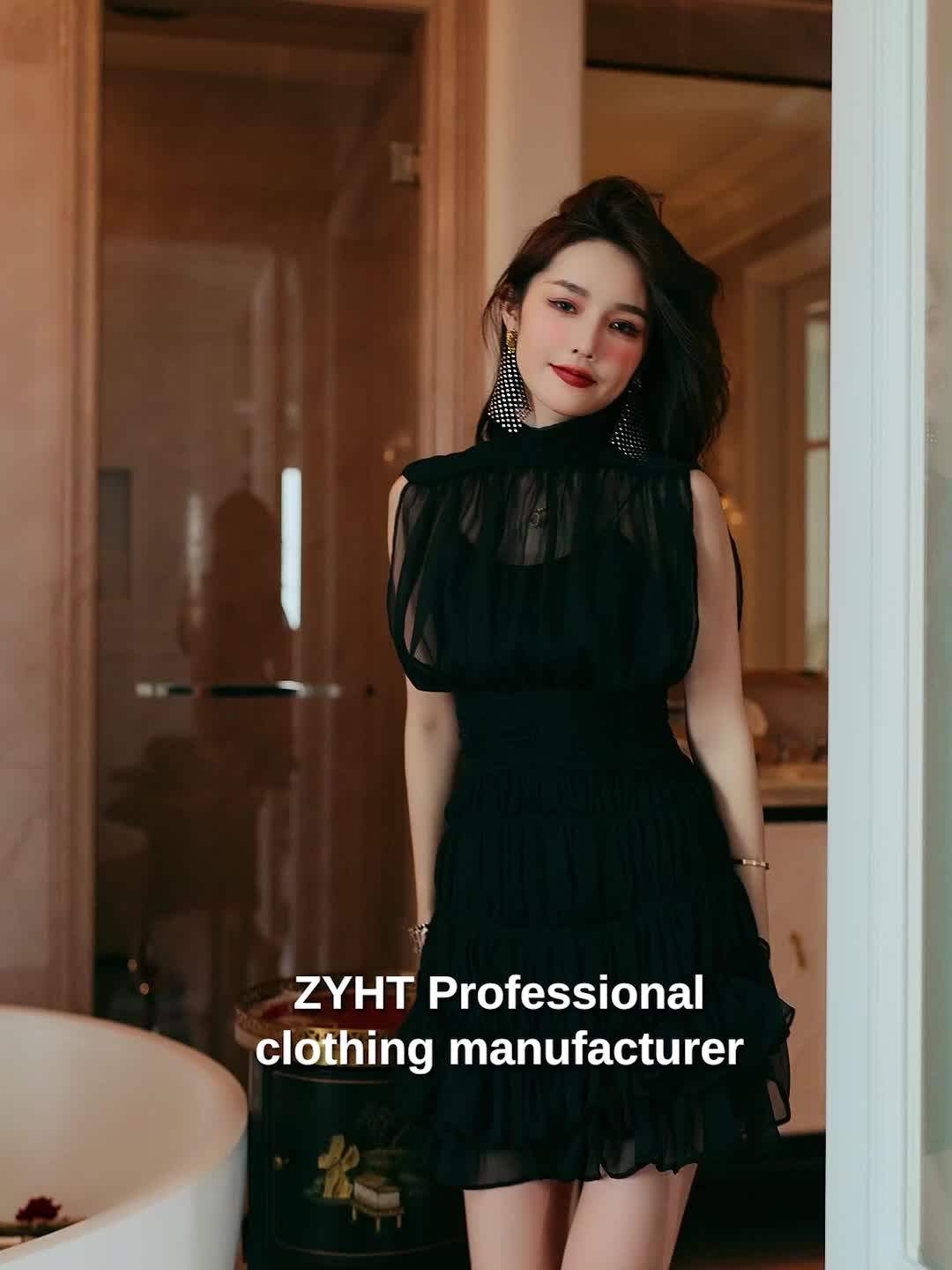 ZYHT 5904 - Elegant Ruffle Sleeveless Chiffon Dress