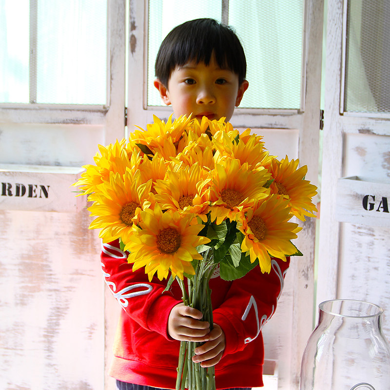 Small Fresh Sunflower Emulation Flower Single Sunflower Silk Flowers Fake Flowers Bouquet Decoration Flowers Home Table Flowers