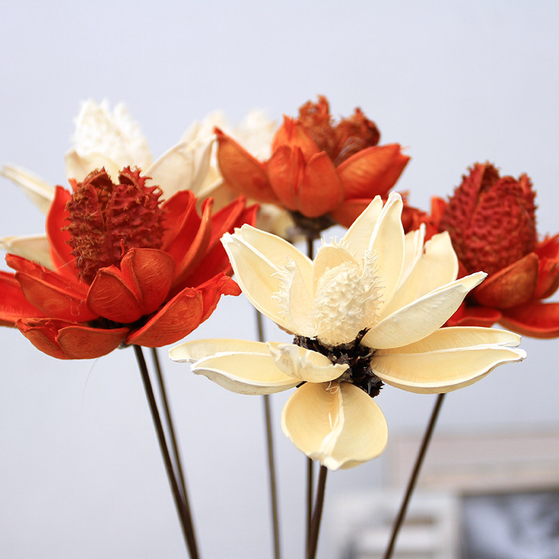 Wood lotus dried flower dried lotus dried lotus decorative flower fake flower simulation flower living room dry flower decoration table bouquet