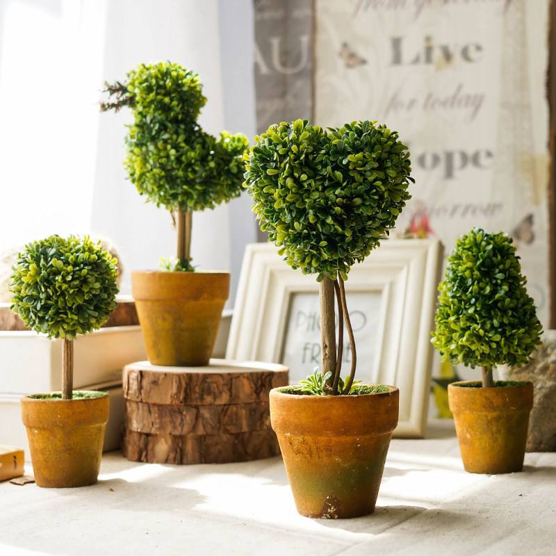 Living Green Small Tree Fake Flowers Potted Plant Simulation Flowers Fields Garden Emulation Fake Tree Bonsai Office Desktop Pendulum