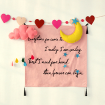 Nordic ins background cloth hanging cloth living room wall decoration pendant creative Flamingo girl heart room decorations