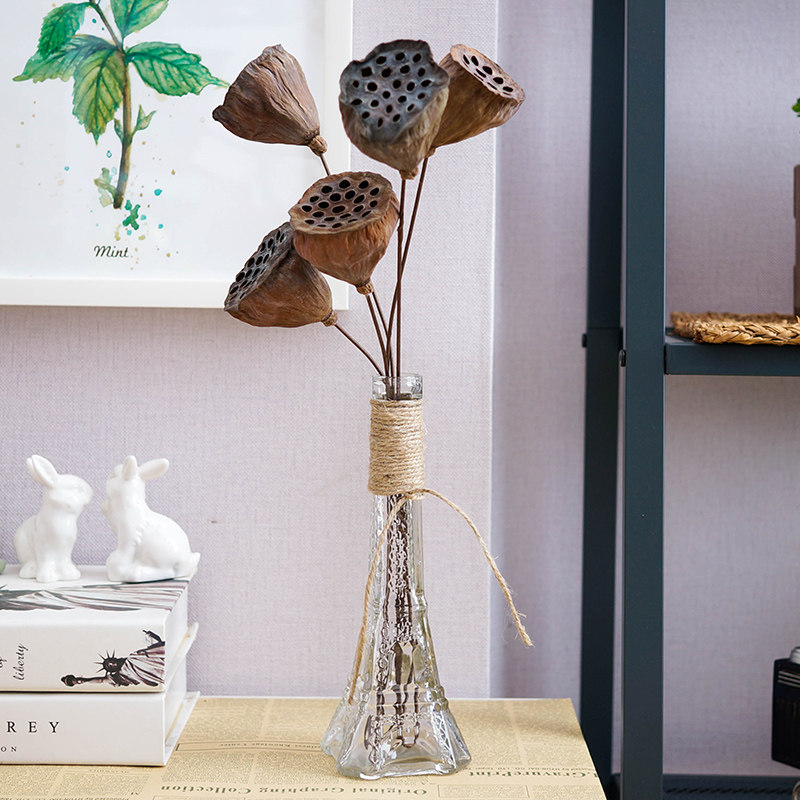 Dry flower dried fruit suit glass vase hemp rope adornment transparent small vase with flower package home swing decoration