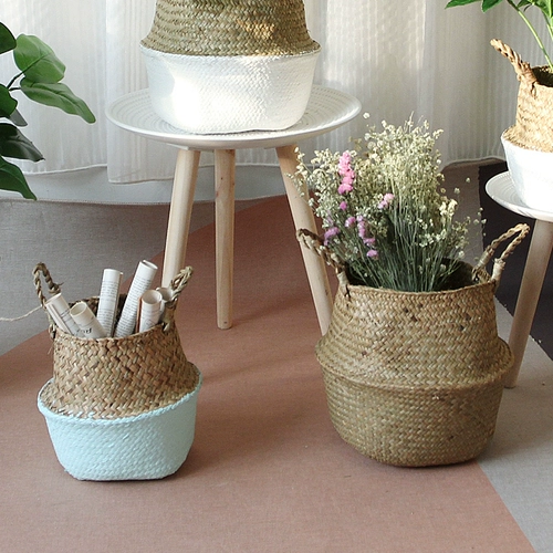 Nordic ins Wind Sea Cao Плетение цветочной корзины творческая баскетбольная баскетбольная баскетбольная баскетбольная пианино -листья Banyan Basket