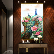 Peacock decorative painting modern simple hand-painted oil painting pure hand art hanging painting into the house aisle corridor porch painting