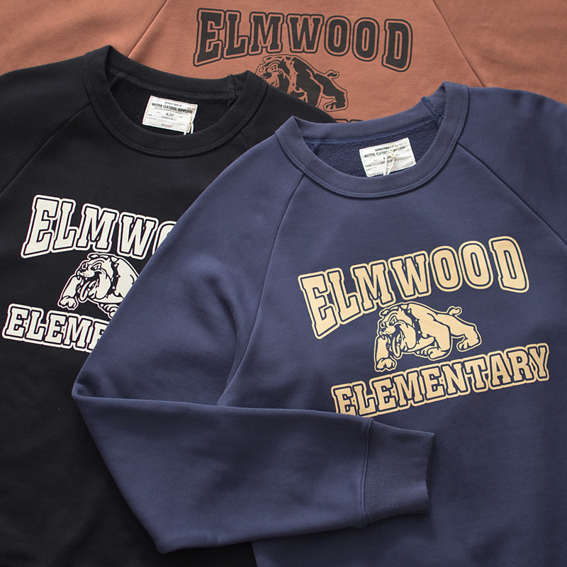 Heavyweight American-Style Retro Raglan Sleeve Printed Top, Thick Fleece Crew Neck Pullover Sweatshirt for Men