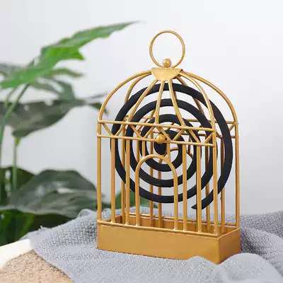 Creative bird cage mosquito coil rack Mosquito coil tray tray tray rack net fireproof bracket Gold wrought iron stainless steel household type