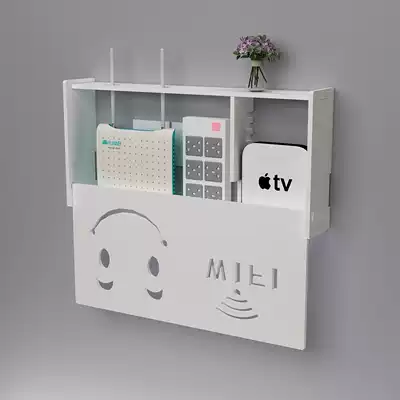 wifi cat router TV Wall upper box storage shelf storage and sorting non-hole blocking wall management line