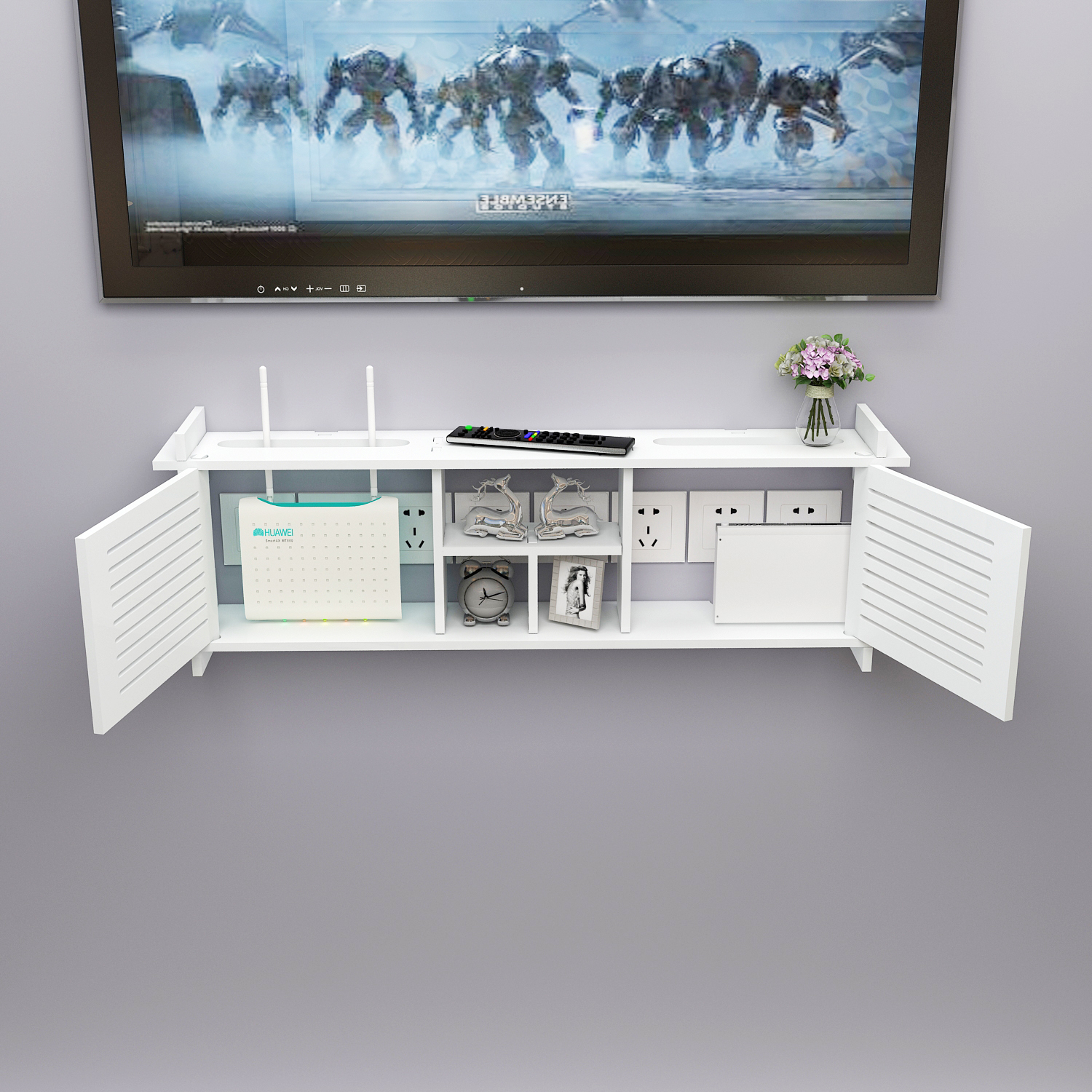 Wall partition decoration decorative frame wireless router wifi cat storage box TV set-top box shelf wall hanging